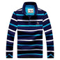 Men Polo Shirt Cotton Long Sleeve Stripe