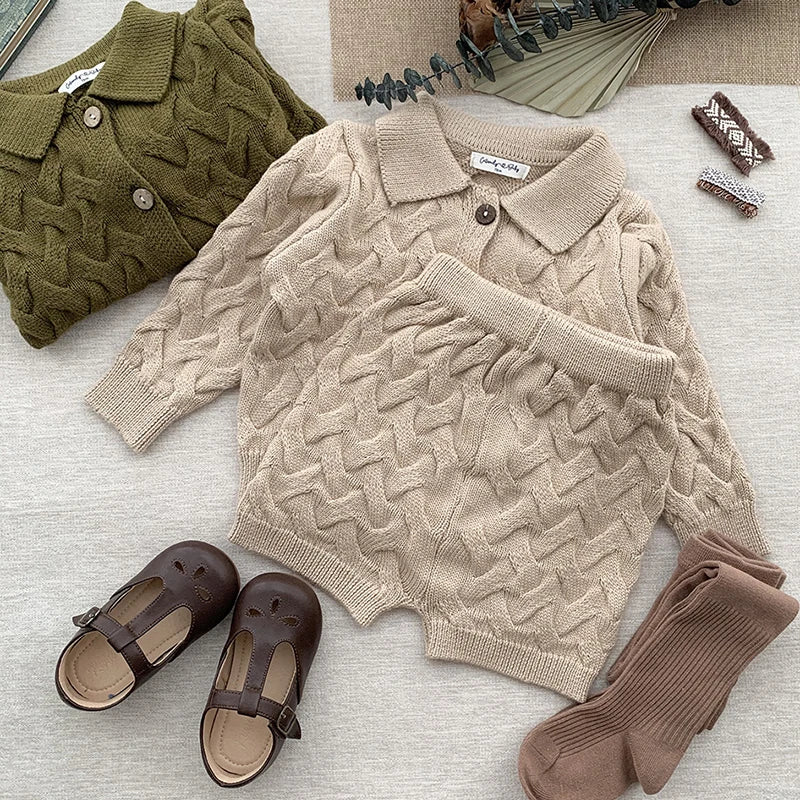 Boys/Girls Baby Knit Sweater Cardigan + Shorts
