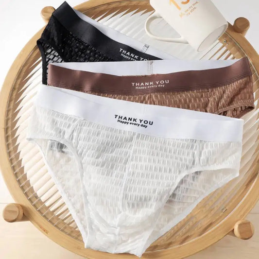 3Pcs Men's Ice Silk Breathable Quick-dry Briefs