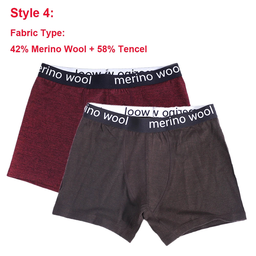 Mens Merino Wool Boxer Brief Breathable Fitness