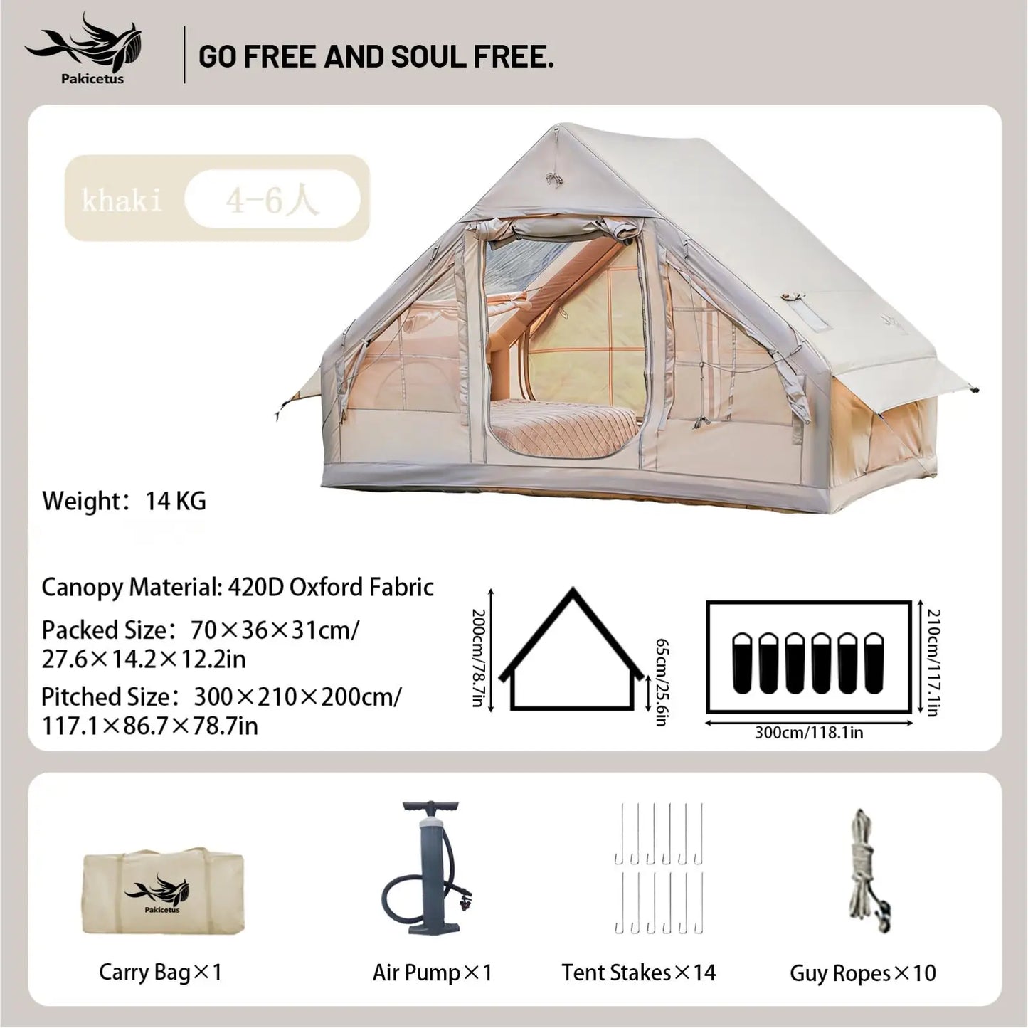 Quick Setup Inflatable Camping Tent, Waterproof