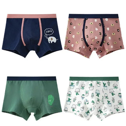 4Pcs Boys Boxer Striped Underwear