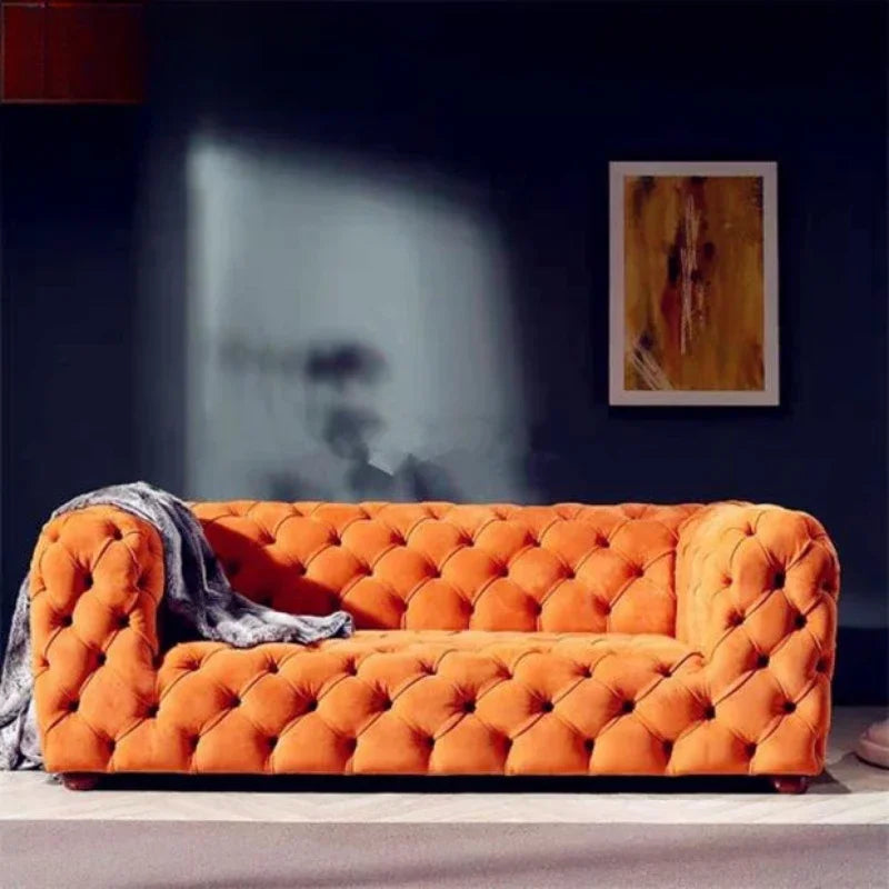 Buckle Velvet Large Luxury Blue Sofa