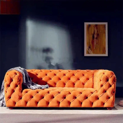 Buckle Velvet Large Luxury Blue Sofa
