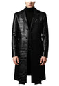 Men's Crocodile Leather Trench Coat Luxury Long