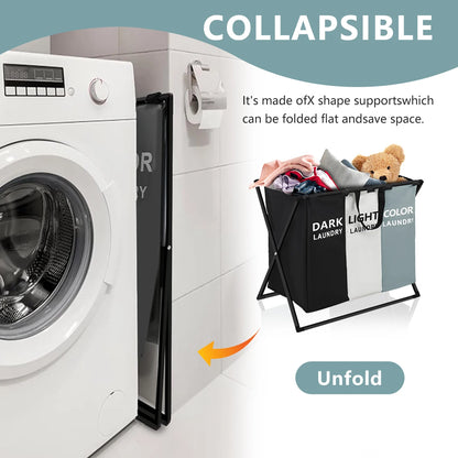 Divided Large Laundry Hamper Foldable Storage Bag