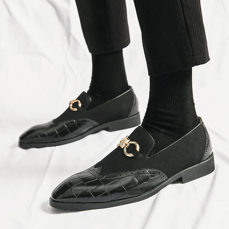Green Loafers Men Slip-on Leather Luxury