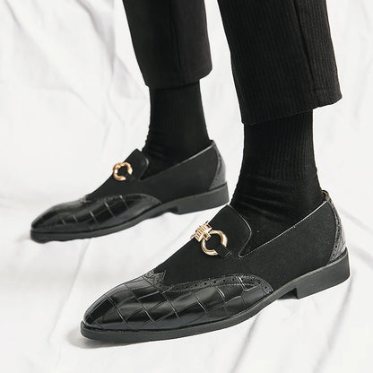 Green Loafers Men Slip-on Leather Luxury
