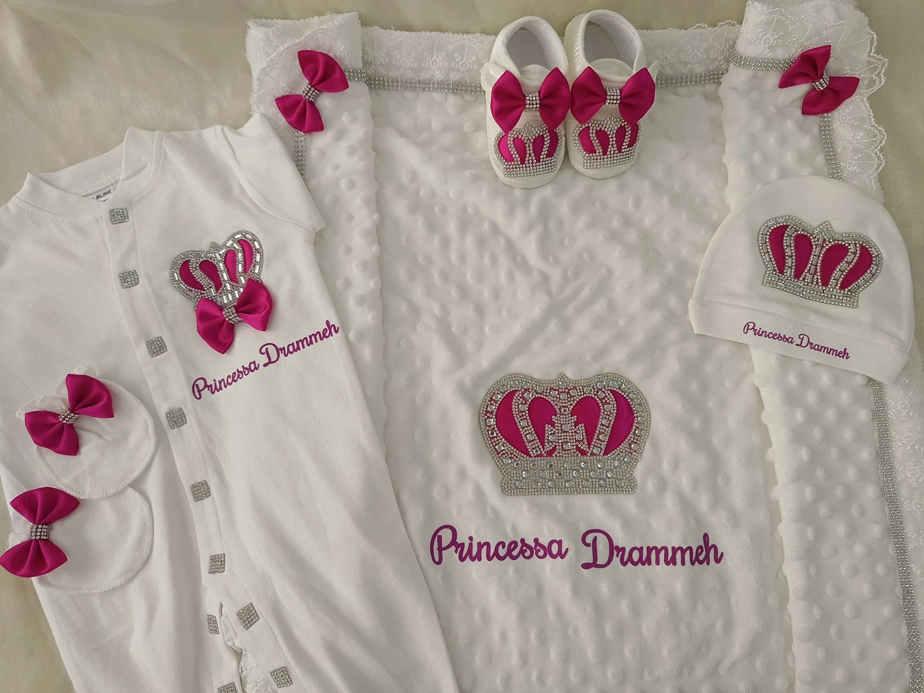 5pcs Handmade Personalized Baby Newborn Jewels Crown Set