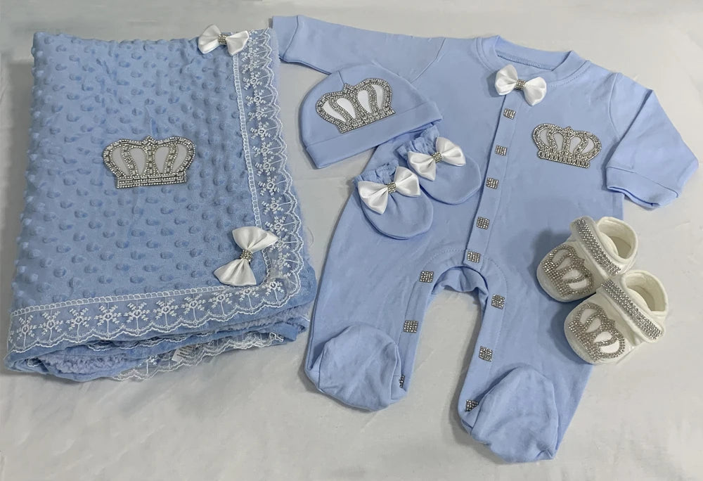 5 Pcs Girl/Boy Hospital Exit Newborn Bling Outfits