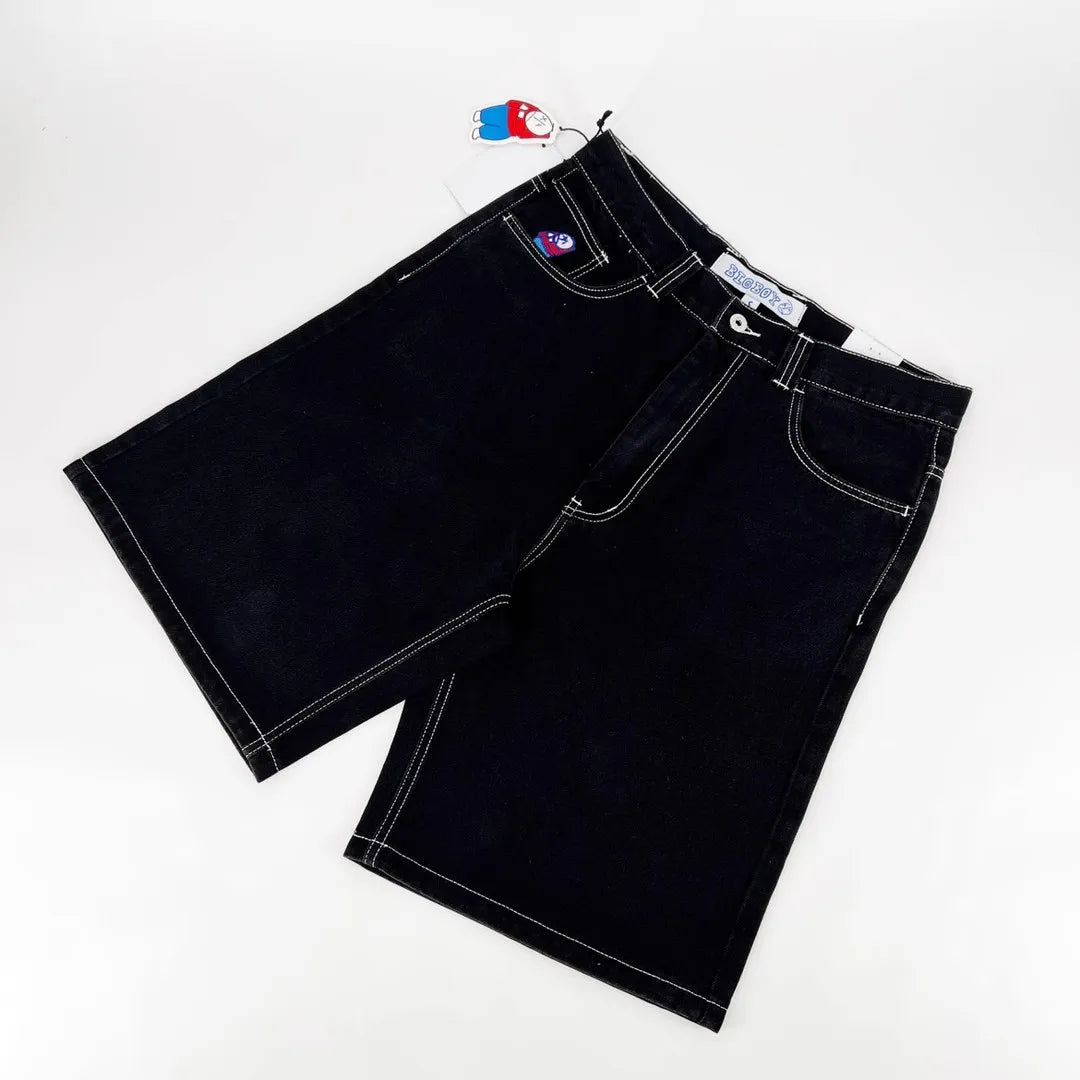 Big Boy Cartoon Graphic Streetwear Denim Shorts Men