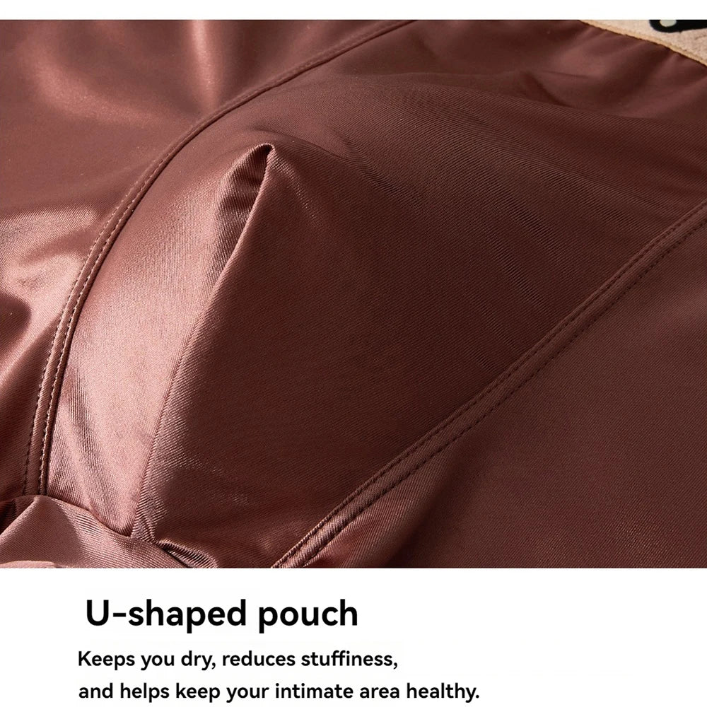 3PCS Luxury Silk Men's Breathable Double-layer Boxer