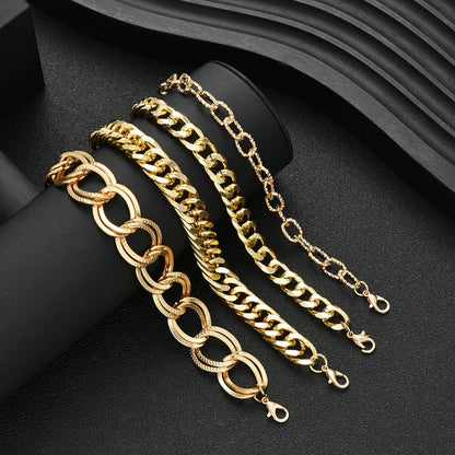 4pcs/Set Minimalist Punk Metal Chunky Chain Bracelet