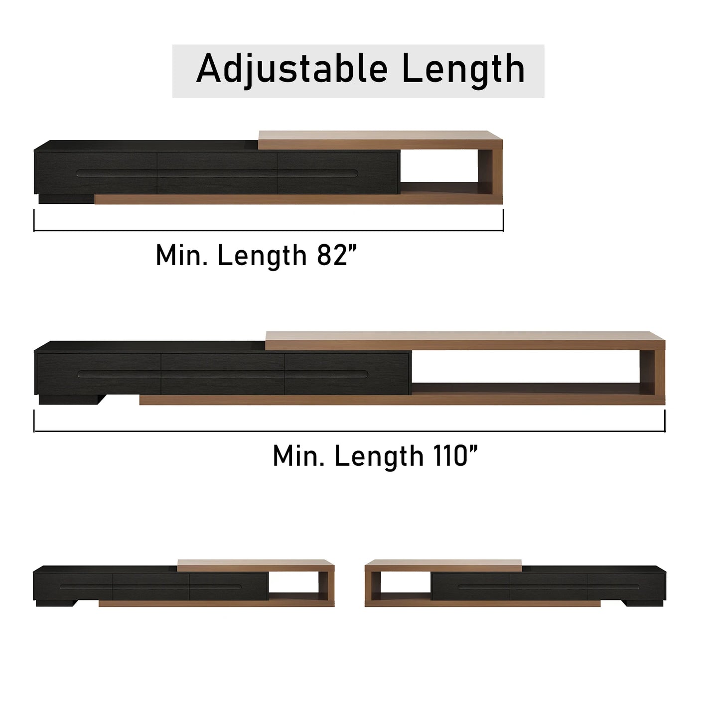 Extendable TV Stand for Up to 120"TV, Wood