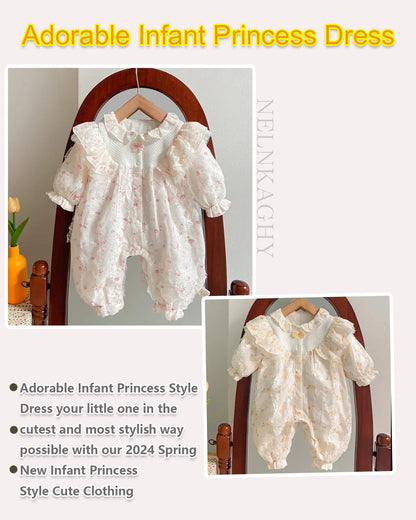 Infant Princess Style Cute Floral Lace Jumpsuits