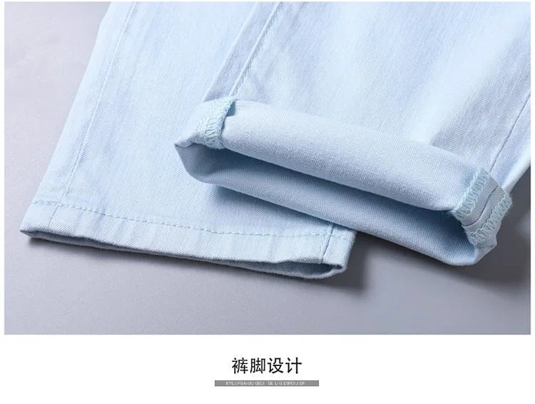 Fashion Solid Color Straight Leg Stretch Jeans