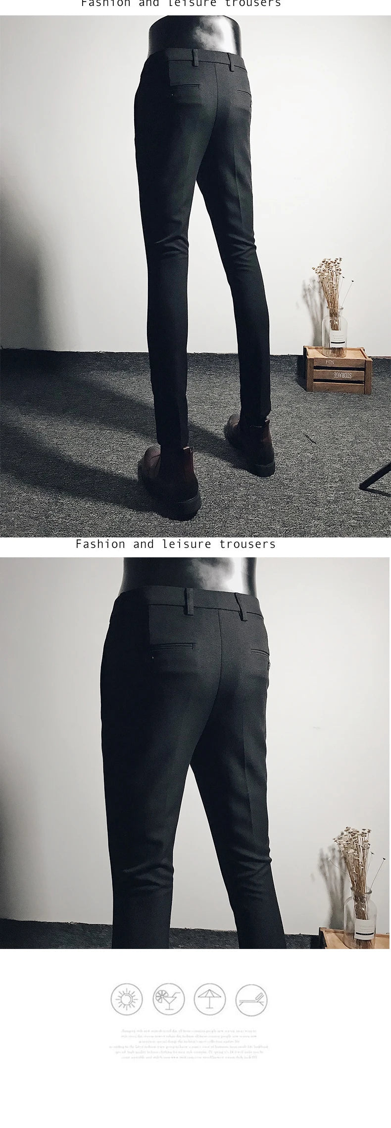 Men Stretch Slim Formal Casual Pants Fashion