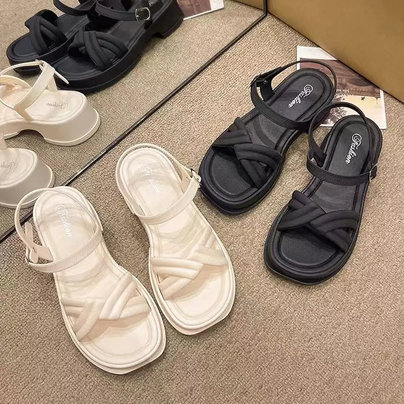 Classic Sandals for Women Upper Elastic Closure