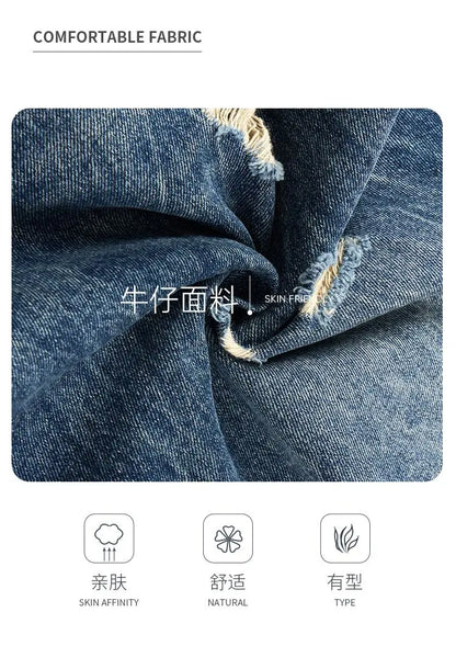 Men's Wide-Leg Jeans Retro Trendy Distressed