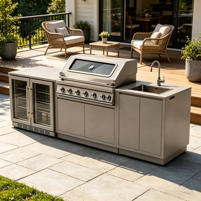 Stainless Steel Outdoor Grill Cooktop Sink Fridge