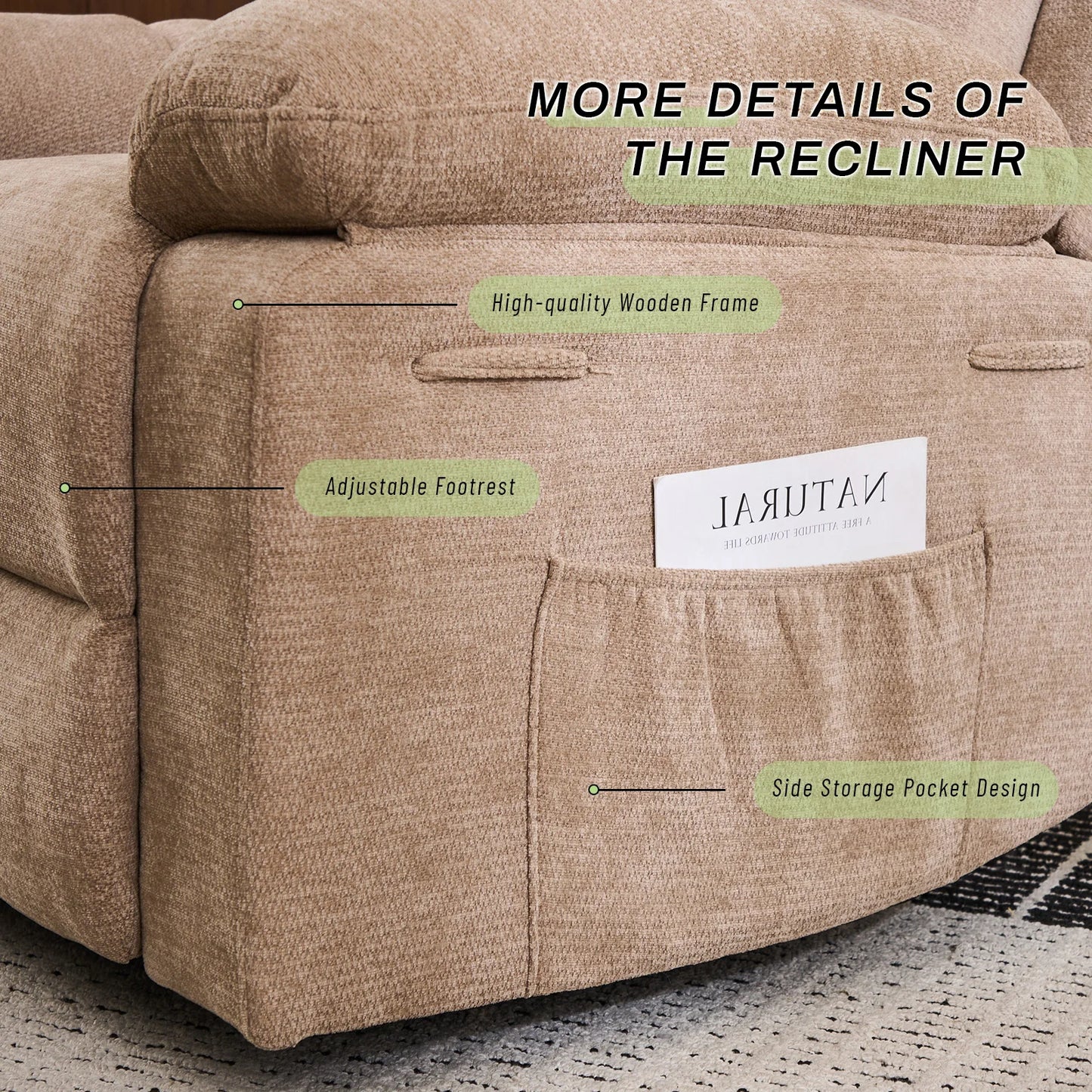 Rocking Recliner Chair, Modern Glider Recliner