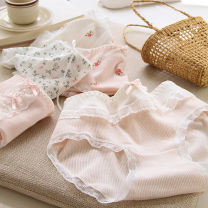 6 Pcs Young Girl Middle Waist Briefs Underwear Teenage