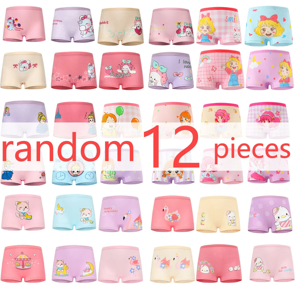 12 Pcs Girls Breathable Cotton Cute Cartoon Panties