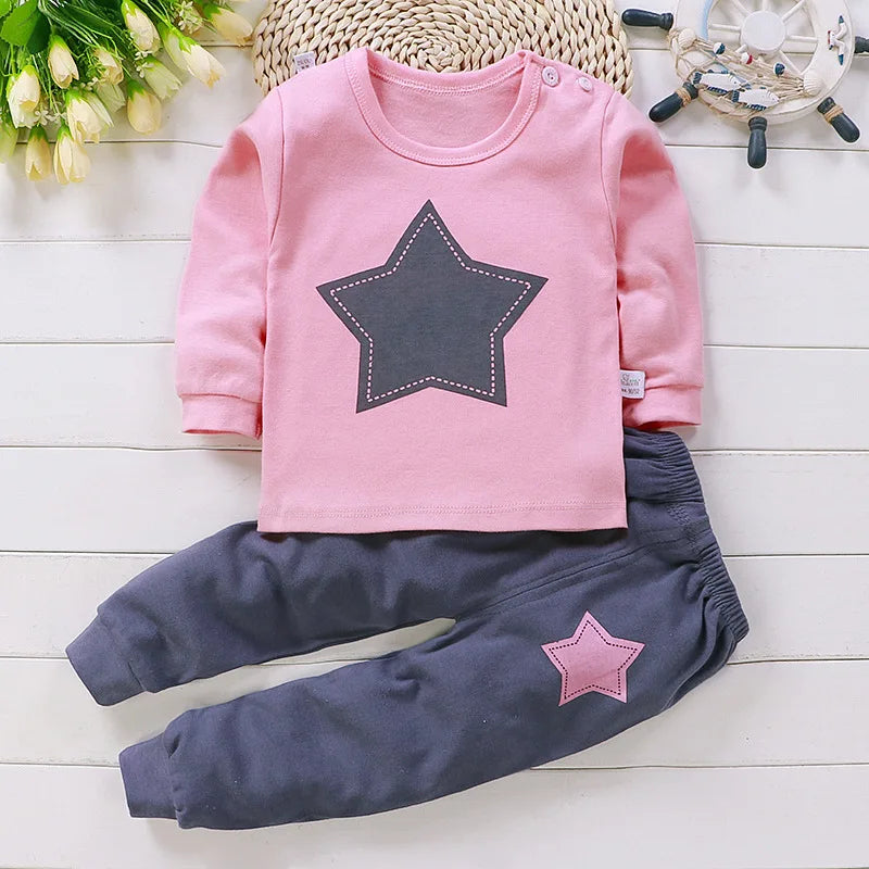2 Piece Girls/Boys Casual Cartoon Pajamas