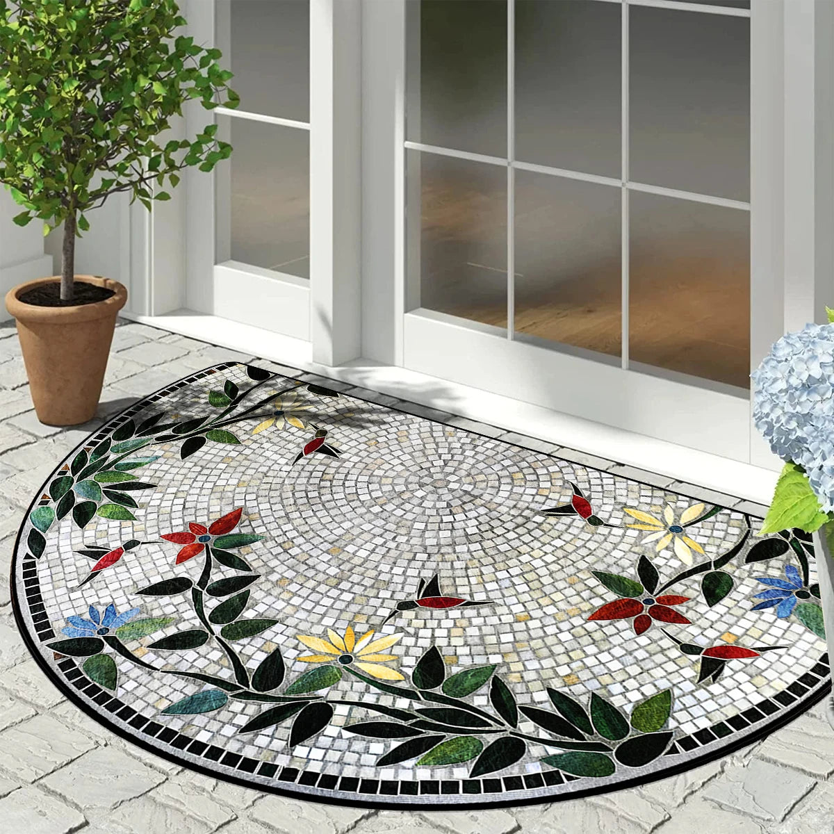 Semi-circular Carpet Outdoor Rug Modern Art