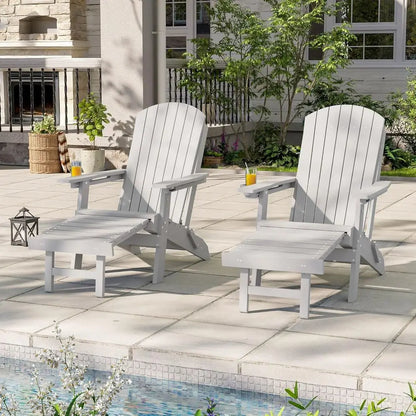 Adjustable Folding Adirondack Chair Set/ Retractable Ottoman