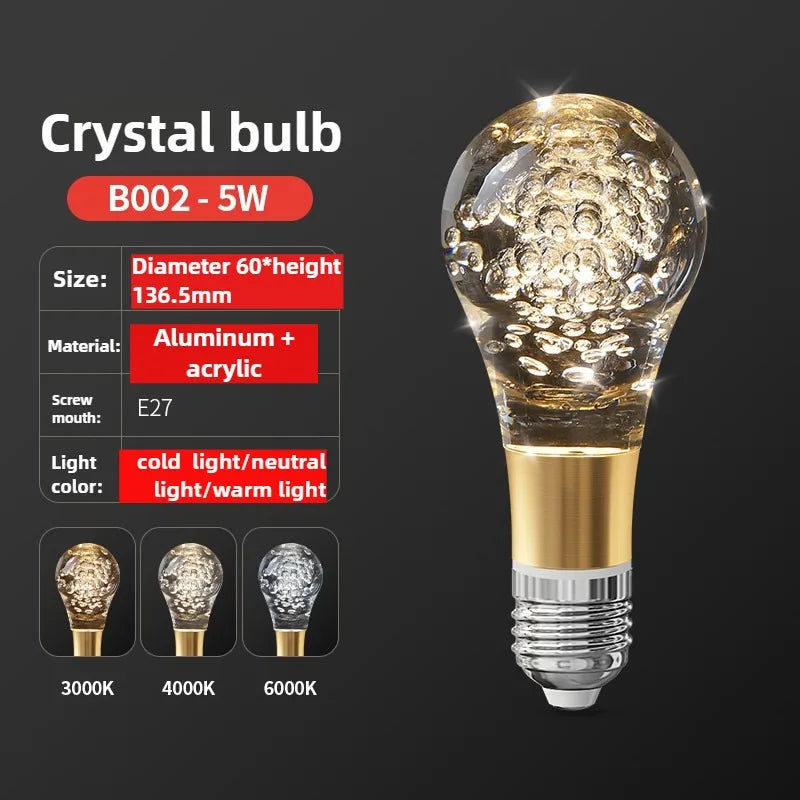 Acrylic Crystal LED Bulb Chandelier Fairy Lamp