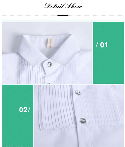 Boys Shirts White Long Sleeve Turn-down Collar