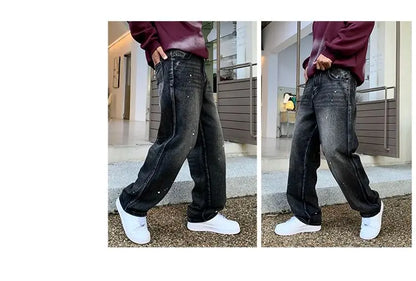 Men Loose Straight-leg, trendy wide-leg long pants