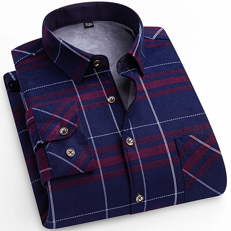 Flannel Plaid Casual Menswear Long Sleeve Fleece