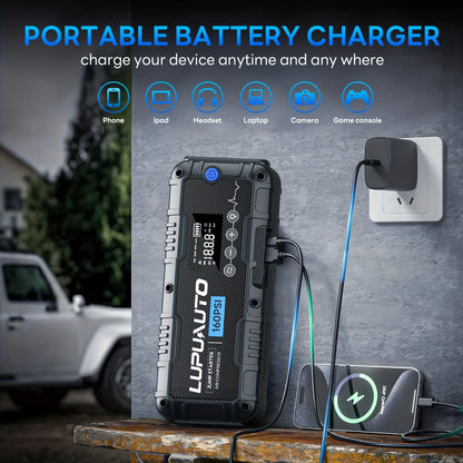 4 In 1 Car Jump Starter, Tire Inflator Pump Compressor