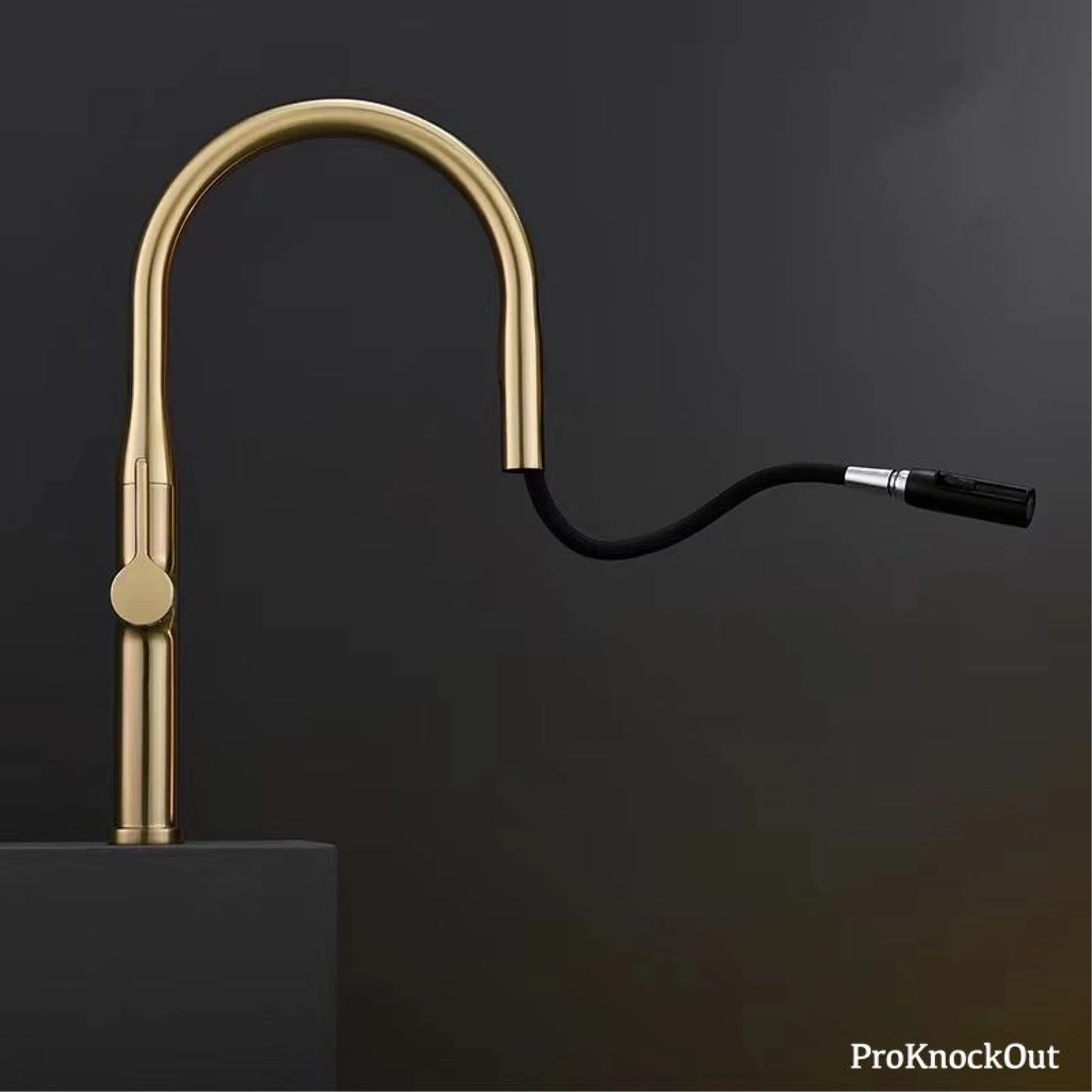 Luxury Brushed Gold Brass Pull Out Kitchen Faucet