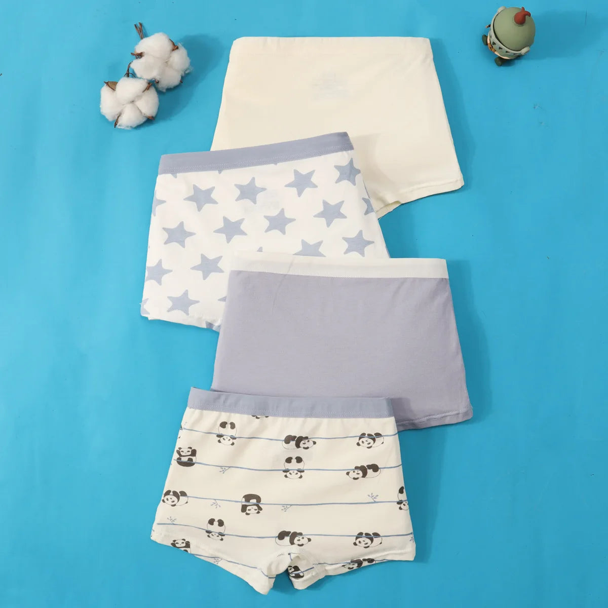 4Pcs Cute Dinosaur Boys Cotton Antibacterial Breathable Underwear
