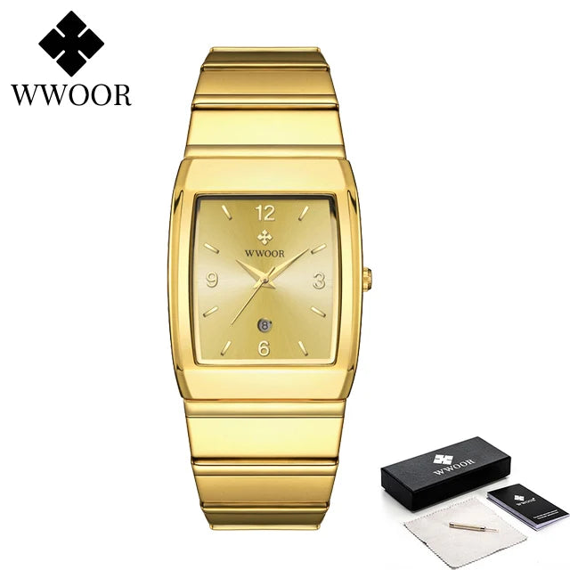 Luxury Square Men's Wristwatch Stainless Steel Waterproof