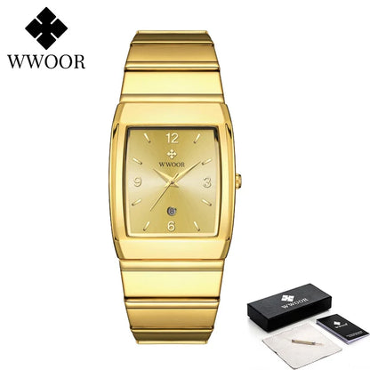 Luxury Square Men's Wristwatch Stainless Steel Waterproof
