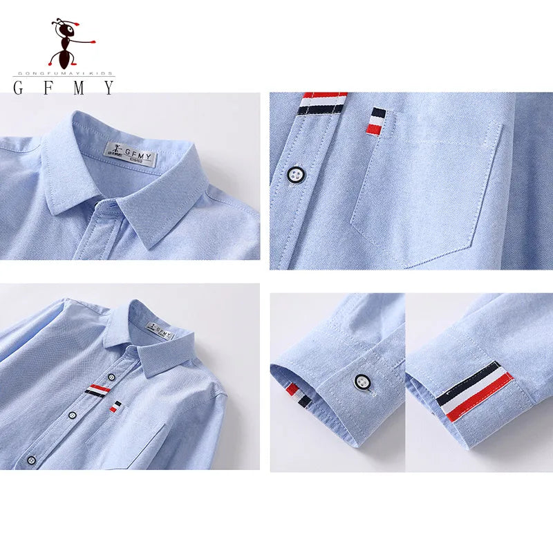 Cotton Solid Color Full-sleeved Boy's Shirts