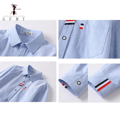 Cotton Solid Color Full-sleeved Boy's Shirts