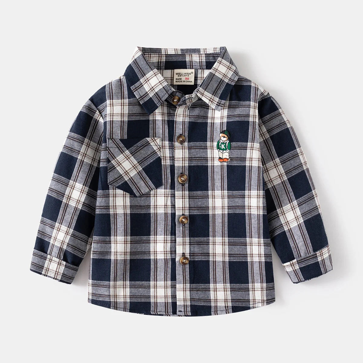 Kids Shirts With Collar Long Sleeved Plaid