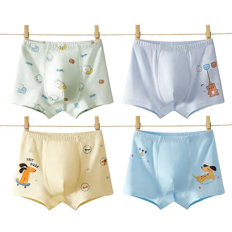 4PCS Boys Cotton Antibacterial Breathable Underwear