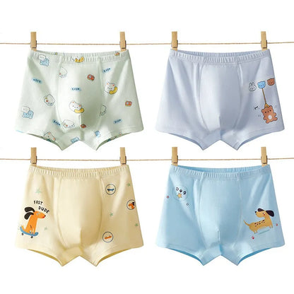 4PCS Boys Cotton Antibacterial Breathable Underwear