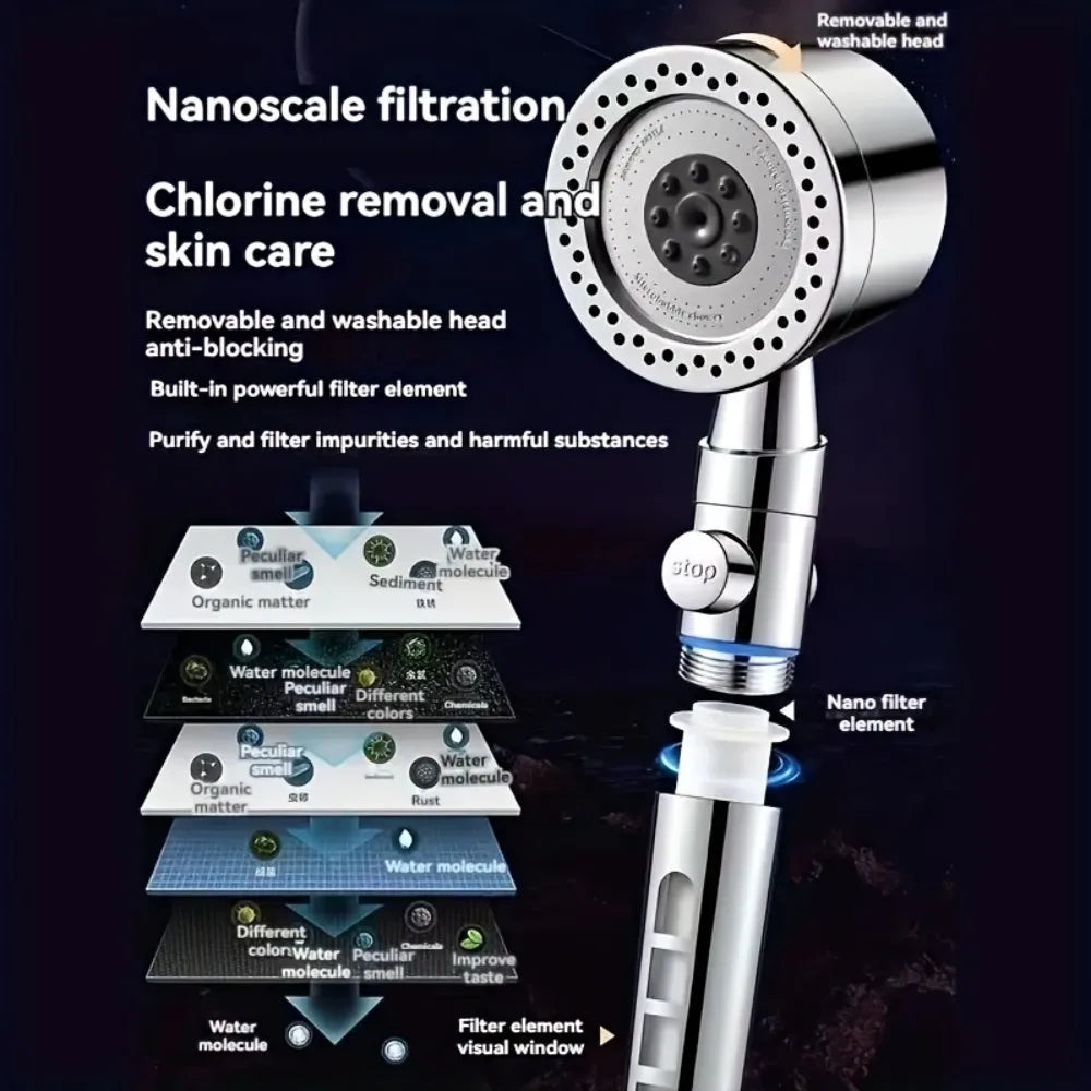 5 Modes Spray Water Shower Head Handheld Spa