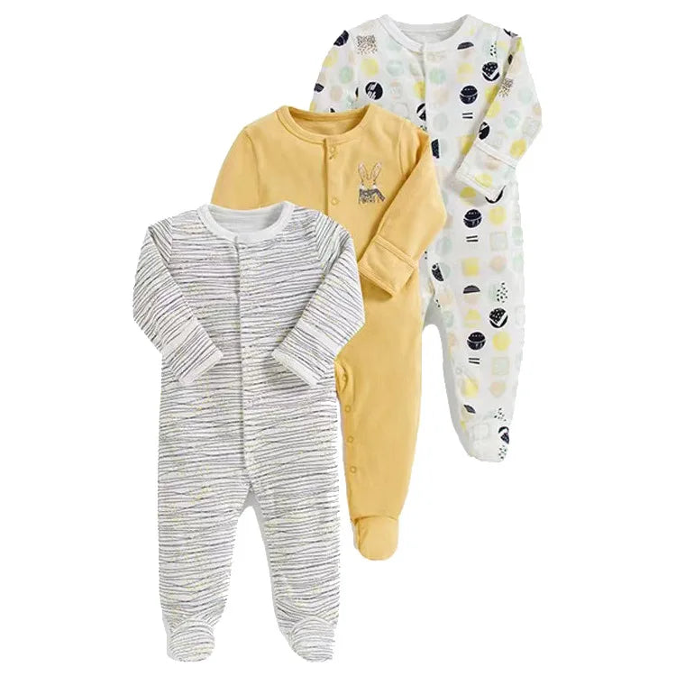 100% Cotton 3 Pcs Boys/Girls Romper Pajamas Jumpsuit