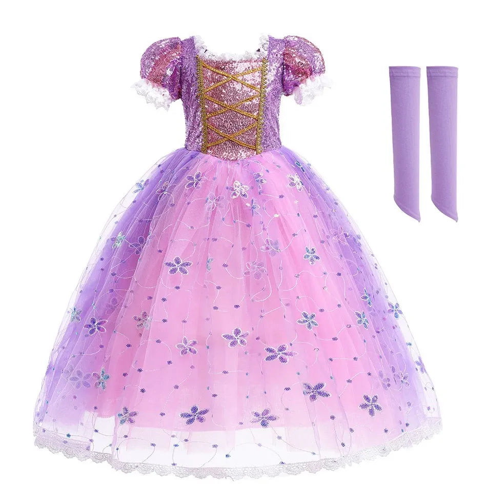 Girls Elsa Anna Dress Princess Carnival Jasmine Rapunzel