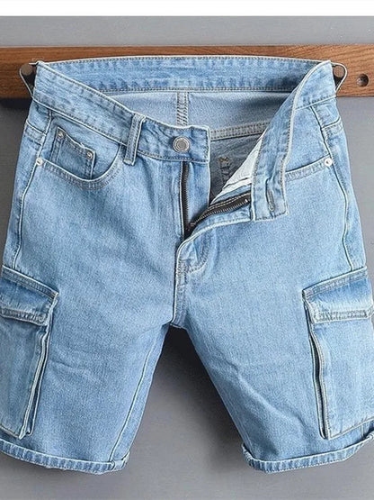 Mens Fashion Multi-Pocket Cargo Denim Shorts Plus Size