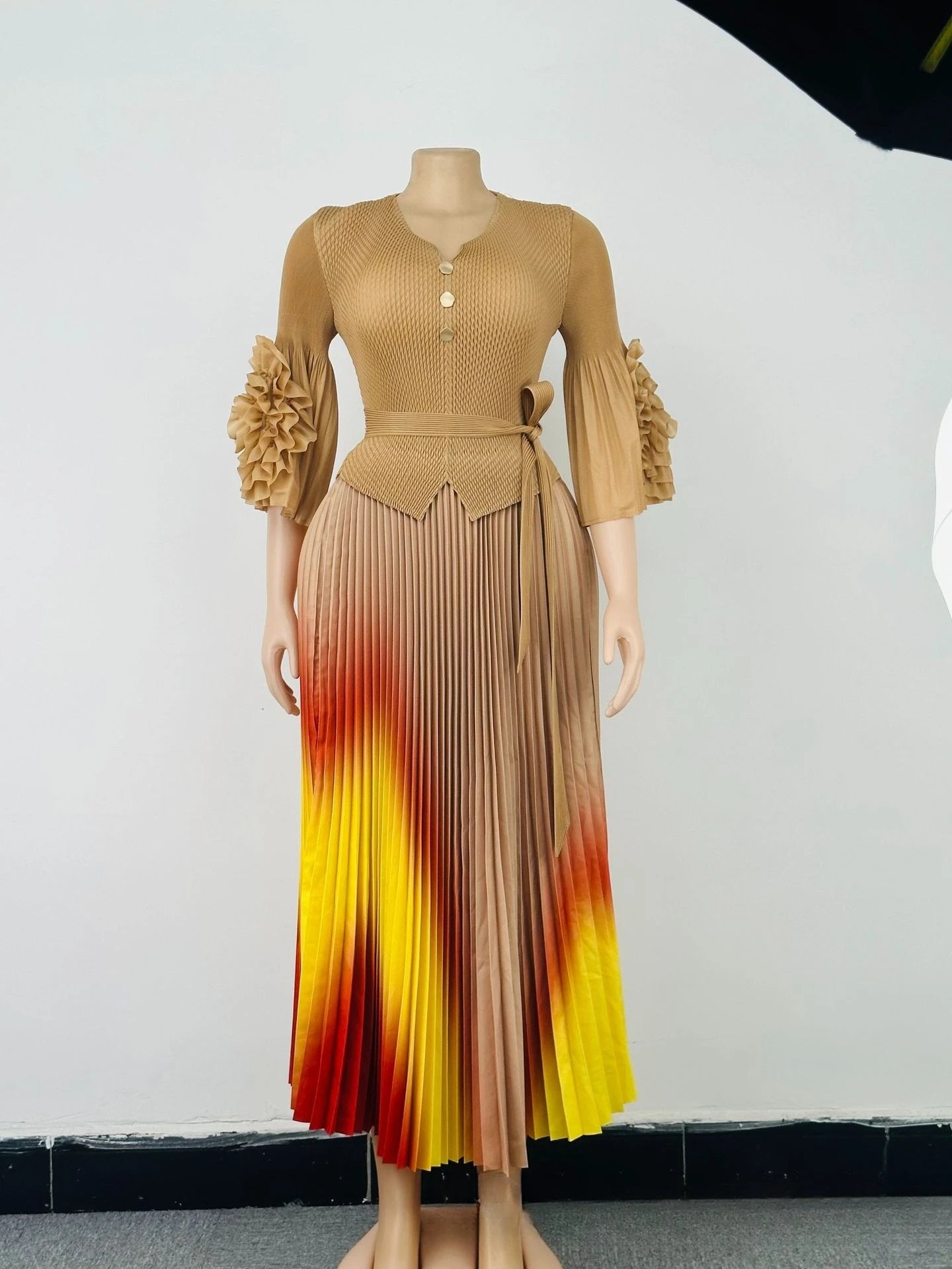 Miyake Pleated Women's Plus Size Dresses V-neck