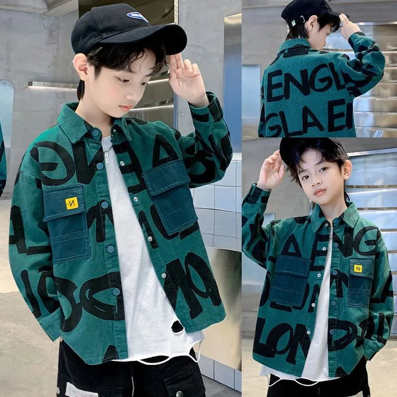 Boys Corduroy Long Sleeve Shirt Lightweight